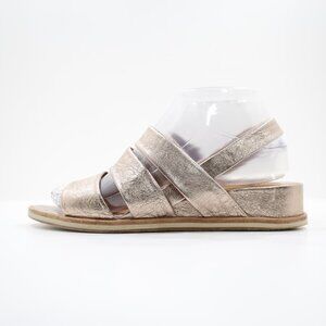 Coclico Koi Rose Gold Leather Strappy Lightweight Mini Wedge Sandals - 8.5/EU 39